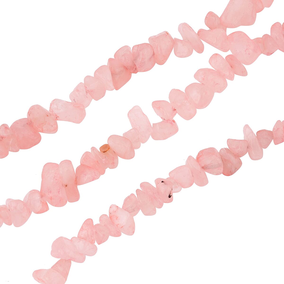 Galilea Rose Quartz Chips 3 Row Necklace 18-20 Inches in Silvertone 350.00 ctw image number 2