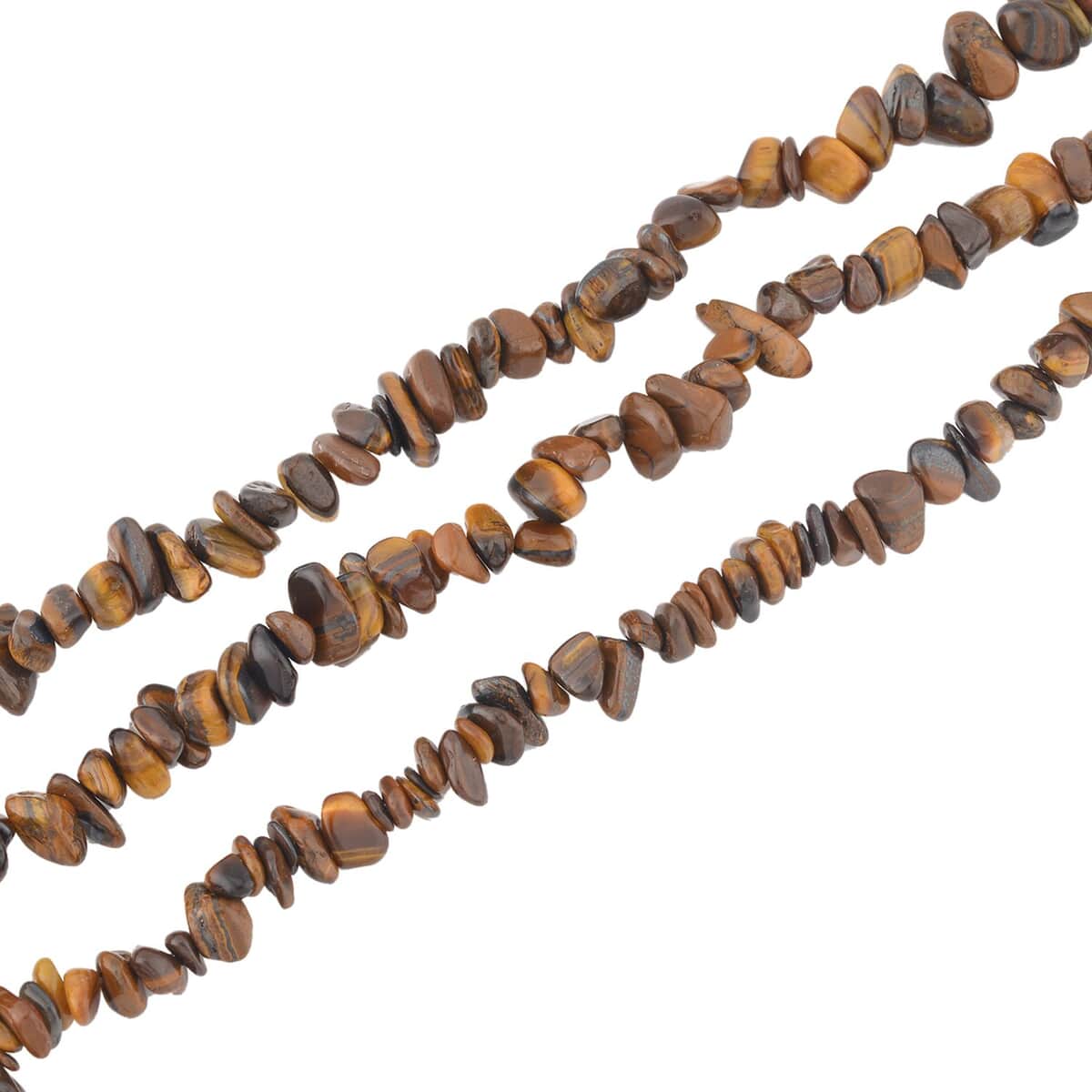 Tiger's Eye Chips 3 Row Necklace 18-20 Inches in Silvertone 350.00 ctw image number 2