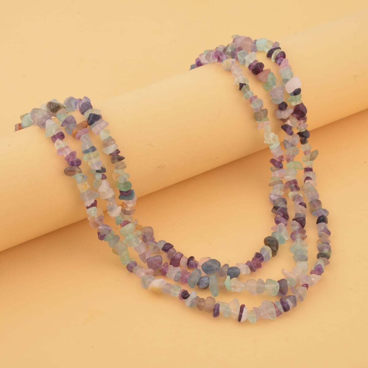 Multi Fluorite Chips 3 Row Necklace 18-20 Inches in Silvertone 350.00 ctw image number 1