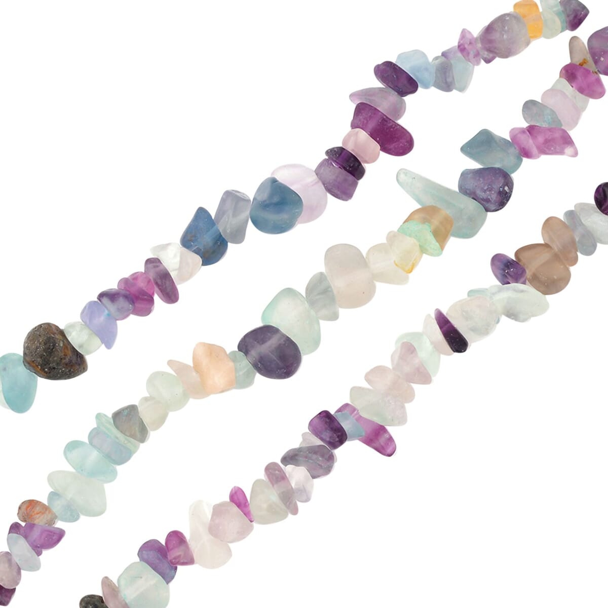 Multi Fluorite Chips 3 Row Necklace 18-20 Inches in Silvertone 350.00 ctw image number 2