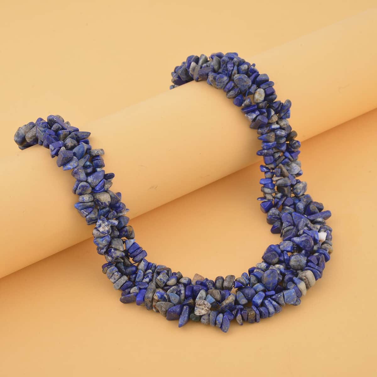 Lapis Lazuli Chips Necklace 18-20 Inches in Stainless Steel 650.00 ctw image number 1