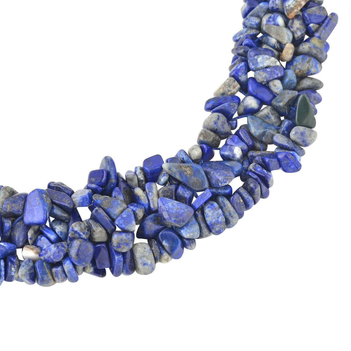 Lapis Lazuli Chips Necklace 18-20 Inches in Stainless Steel 650.00 ctw image number 2