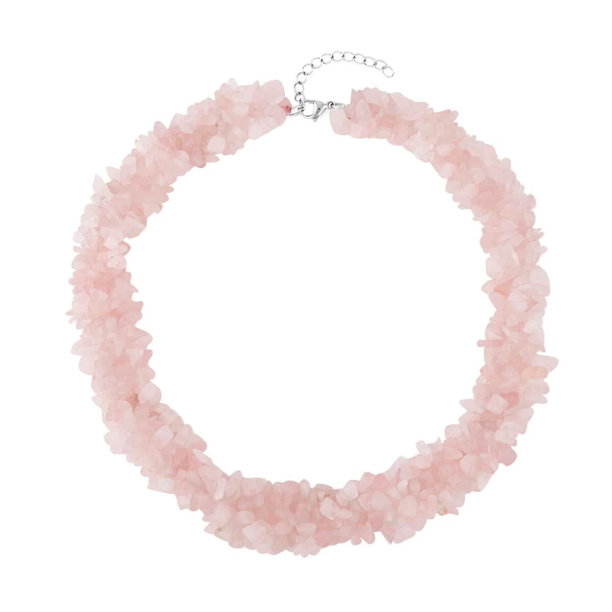 Galilea Rose Quartz Chips Necklace (18-20 Inches) in Stainless Steel 650.00 ctw , Tarnish-Free, Waterproof, Sweat Proof Jewelry image number 0