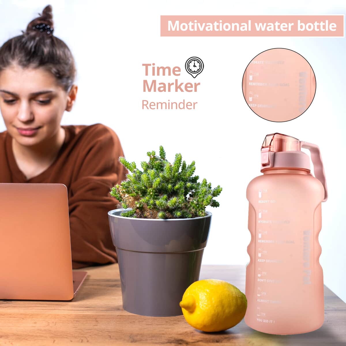 Venture Pal 1 Gallon Motivational Water Bottle -Pink image number 1