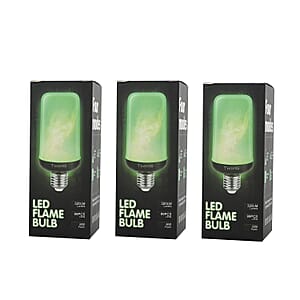Set of 3 Green LED Flame Bulbs