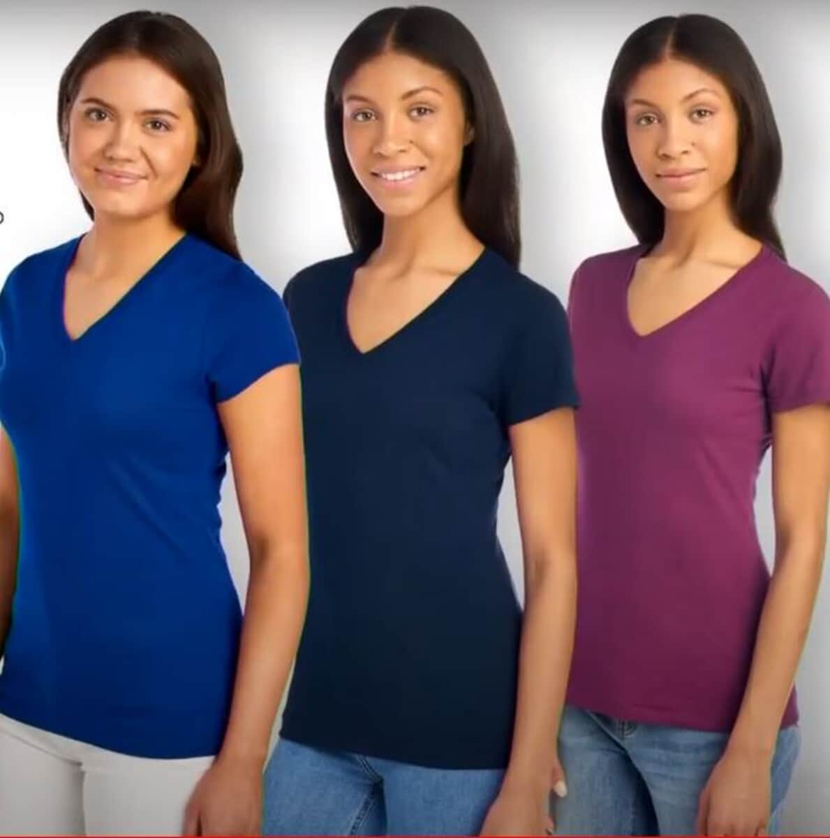 FRUIT OF THE LOOM Sofspun V-Neck T-shirts - Blue, Plum, Navy - M (Delivers in 14-20 Business Days) image number 0