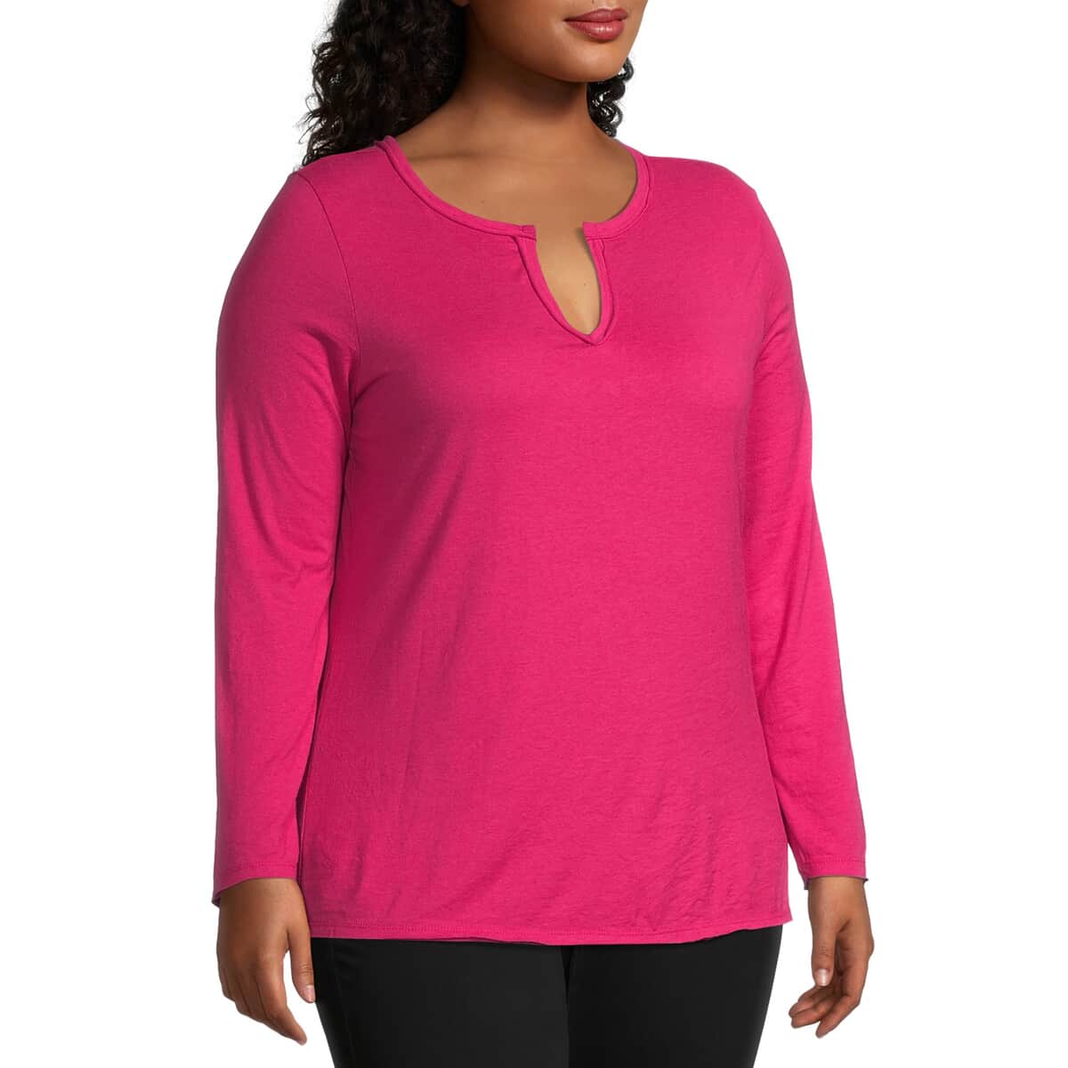 3 Pack - Hanes Just My Size Long Sleeve T-Shirts - Fuchsia, Teal, Light Pink (5X) image number 4