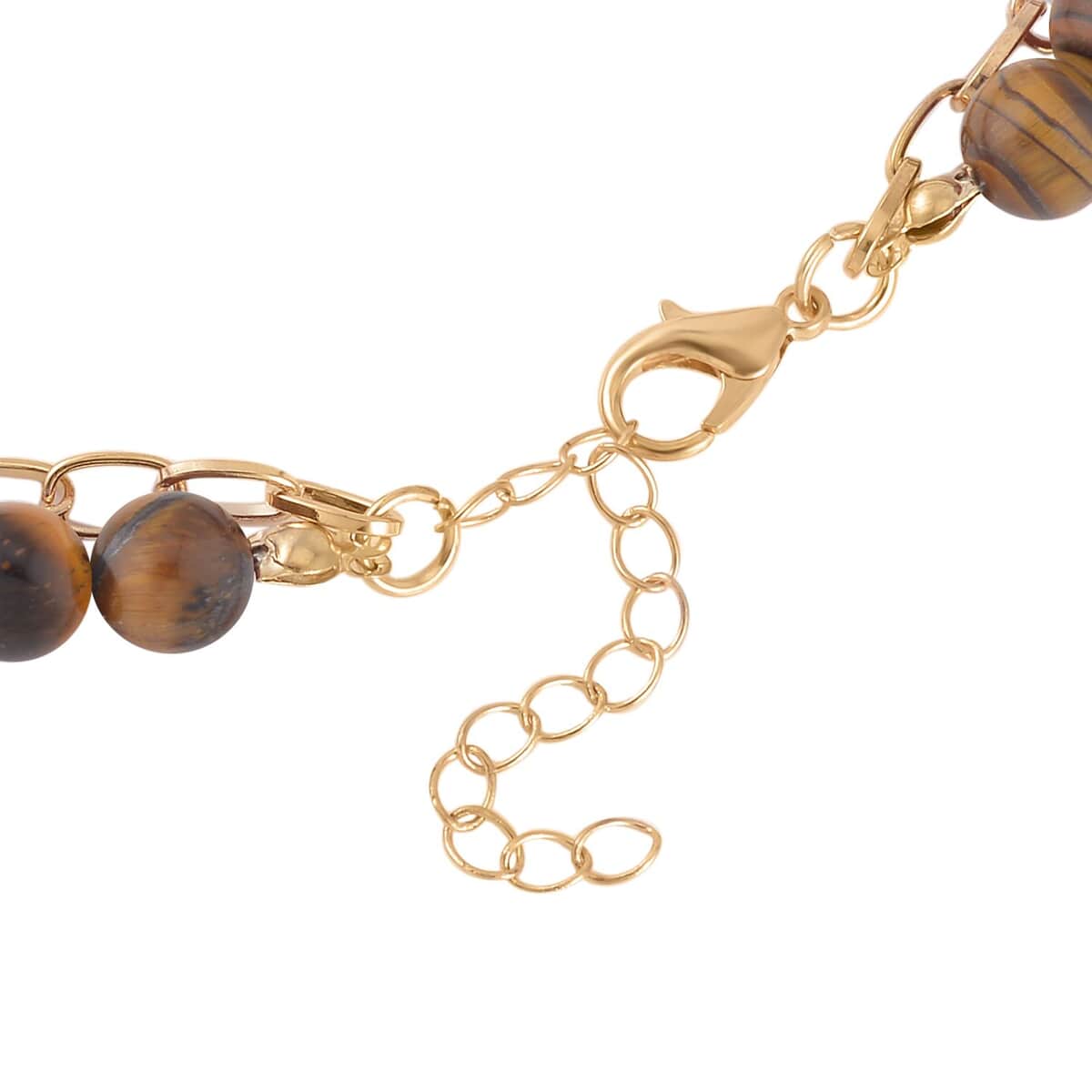 Tigers Eye and Austrian Crystal Pendant with Beaded Necklace 18-20 Inches in Goldtone 286.00 ctw image number 3