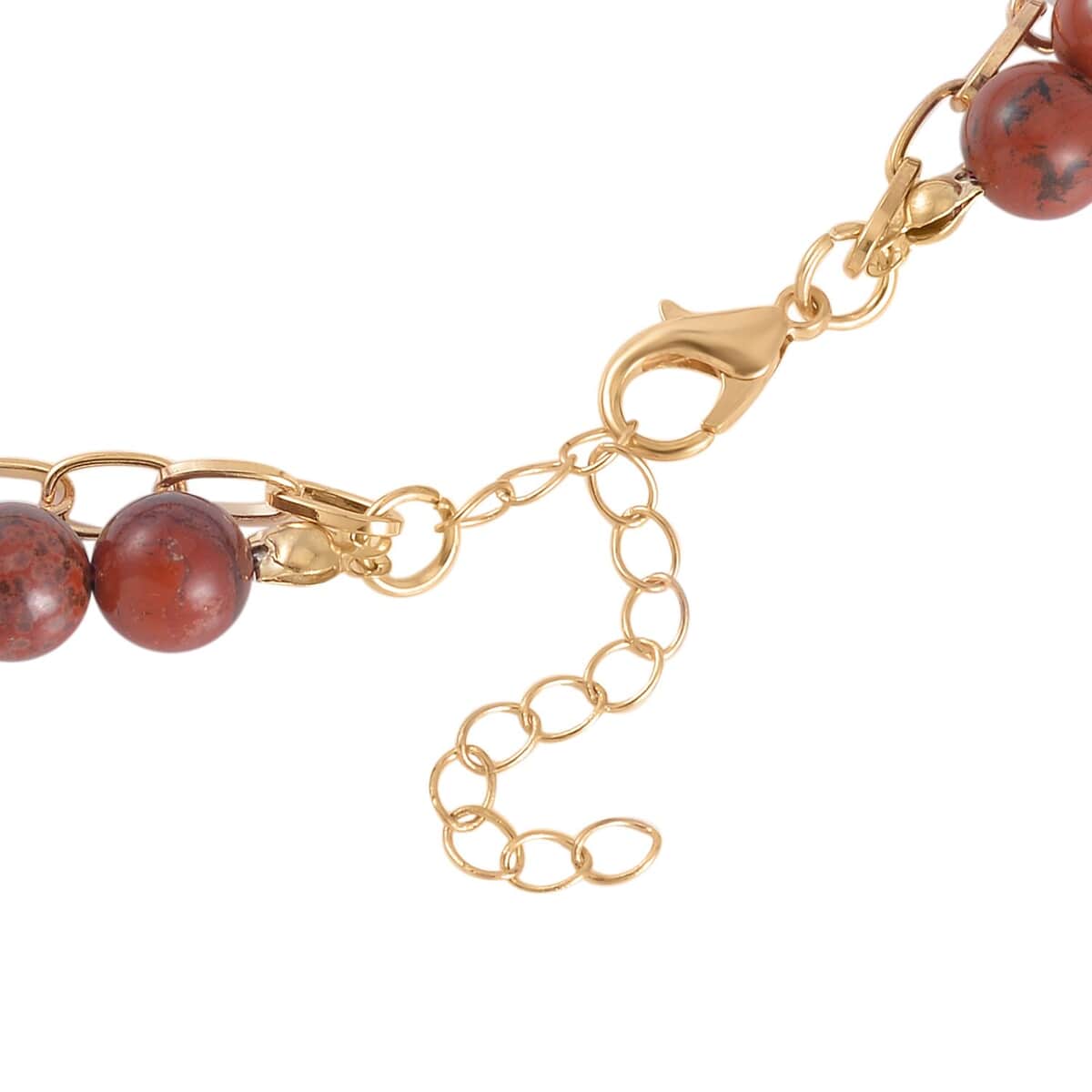 Red Jasper and Austrian Crystal Pendant with Beaded Necklace (18-20 Inches) in Goldtone 286.00 ctw image number 3