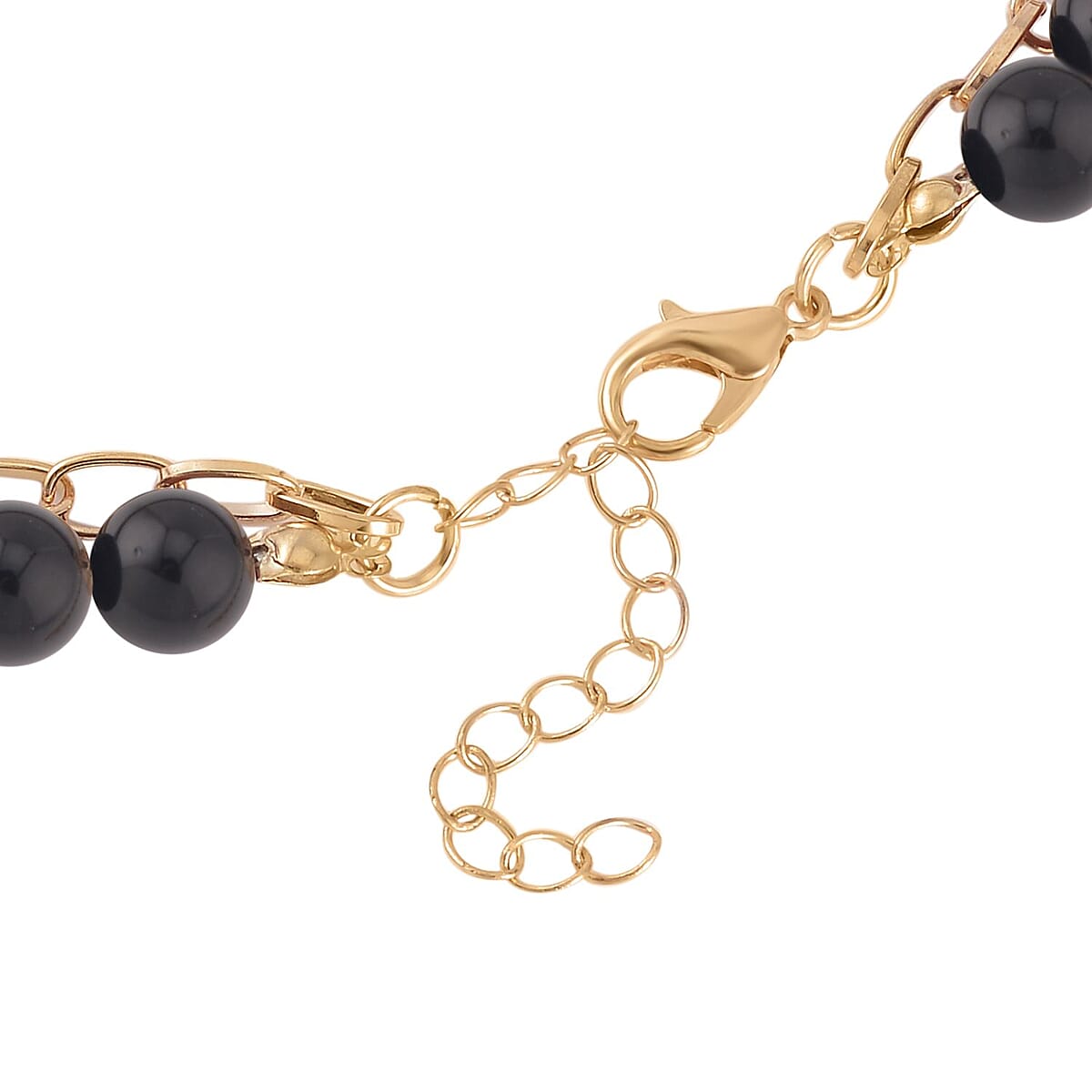 Black Obsidian and Austrian Crystal Pendant with Beaded Necklace 18-20 Inches in Goldtone 286.00 ctw image number 3
