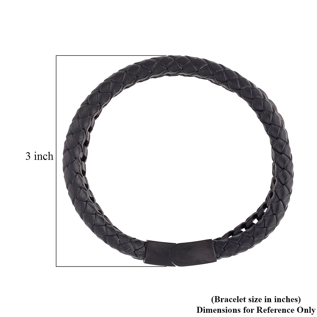 Black Faux Leather Cord Wristband Men's Bracelet in ION Plated Black Stainless Steel (8.50 In) , Tarnish-Free, Waterproof, Sweat Proof Jewelry image number 4