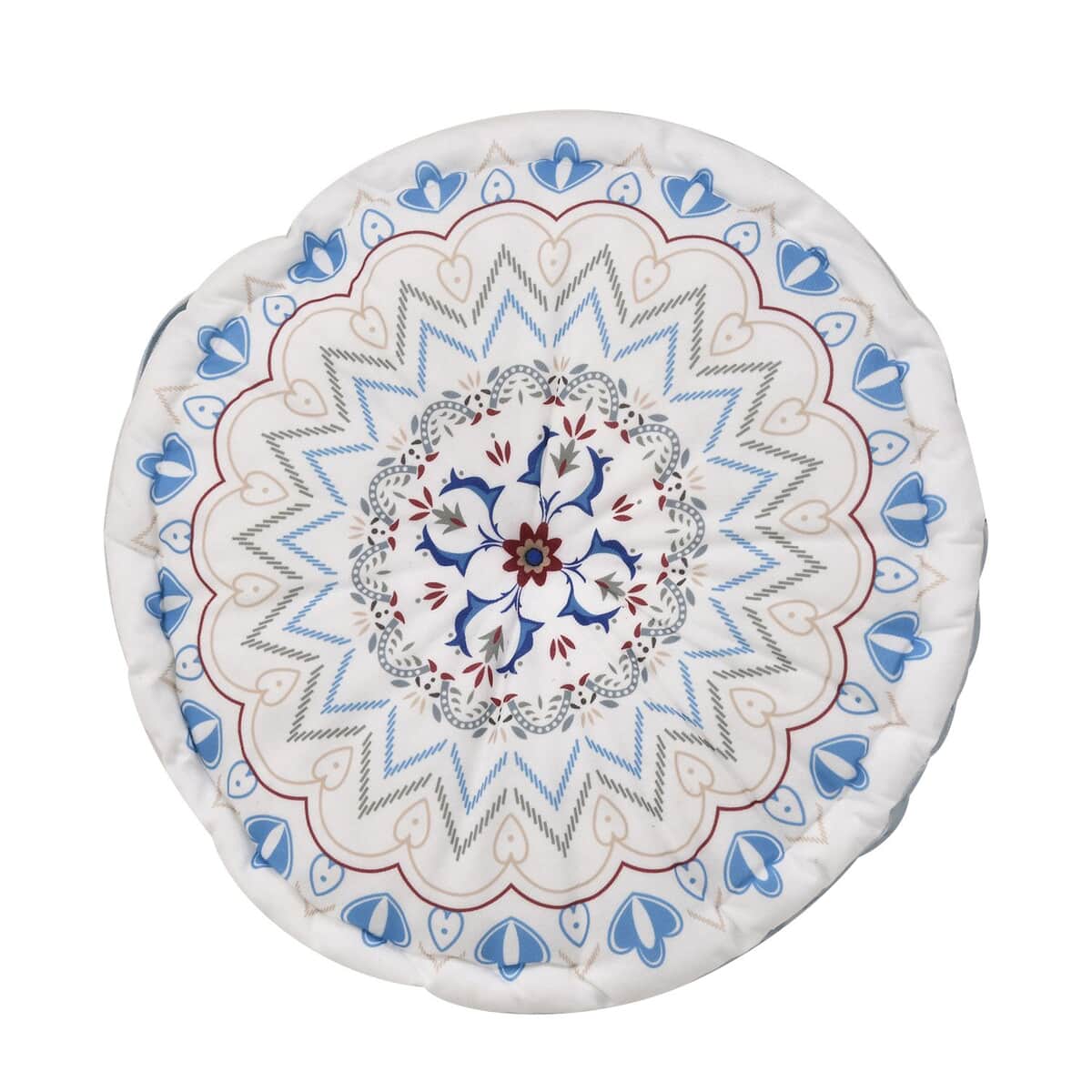 Homesmart Blue Round Floral Printed Floor Cushion (Dia. 15.75") image number 0