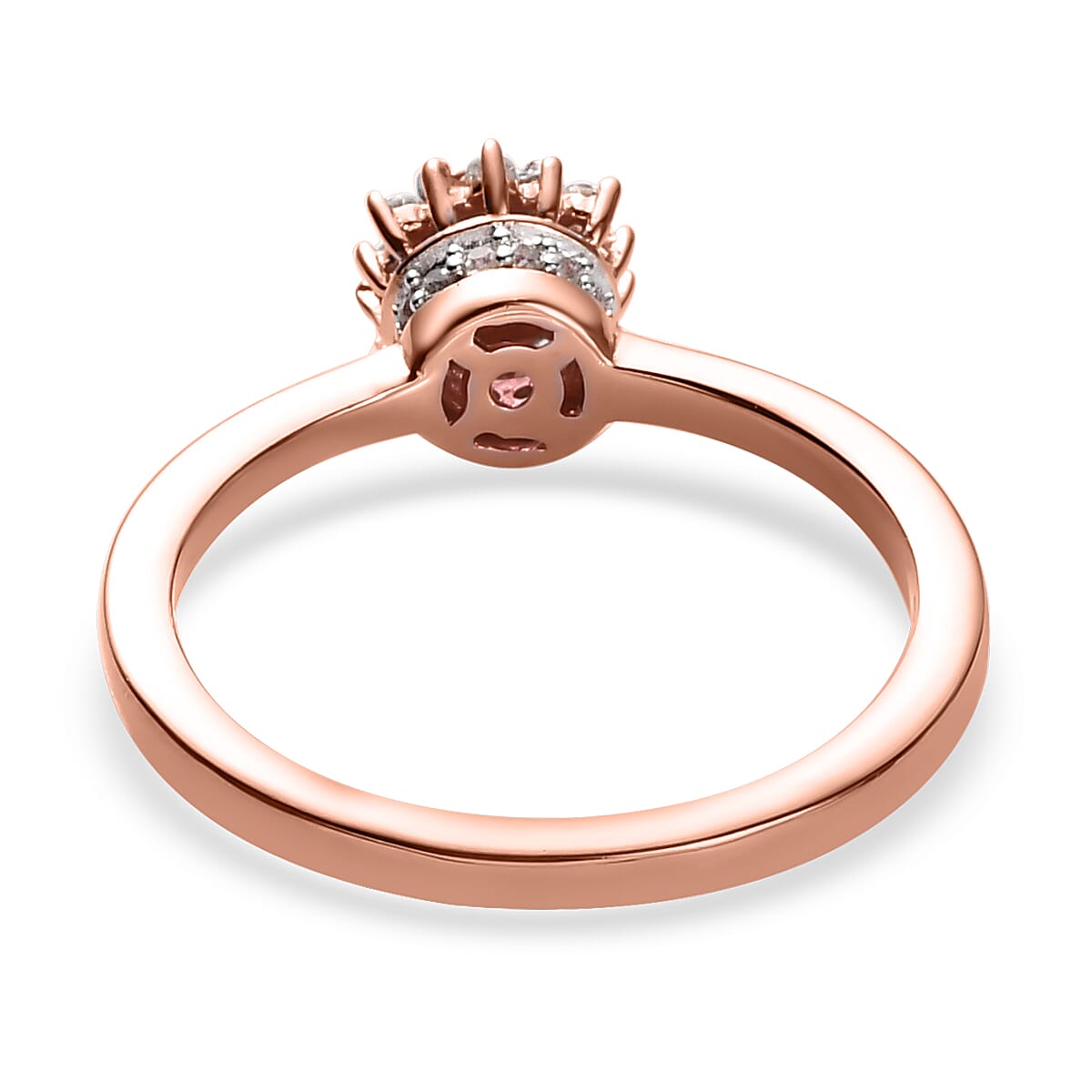 Narsipatnam Purple Spinel and Natural White Zircon Sunburst Ring in Vermeil Rose Gold Over Sterling Silver 0.75 ctw image number 4