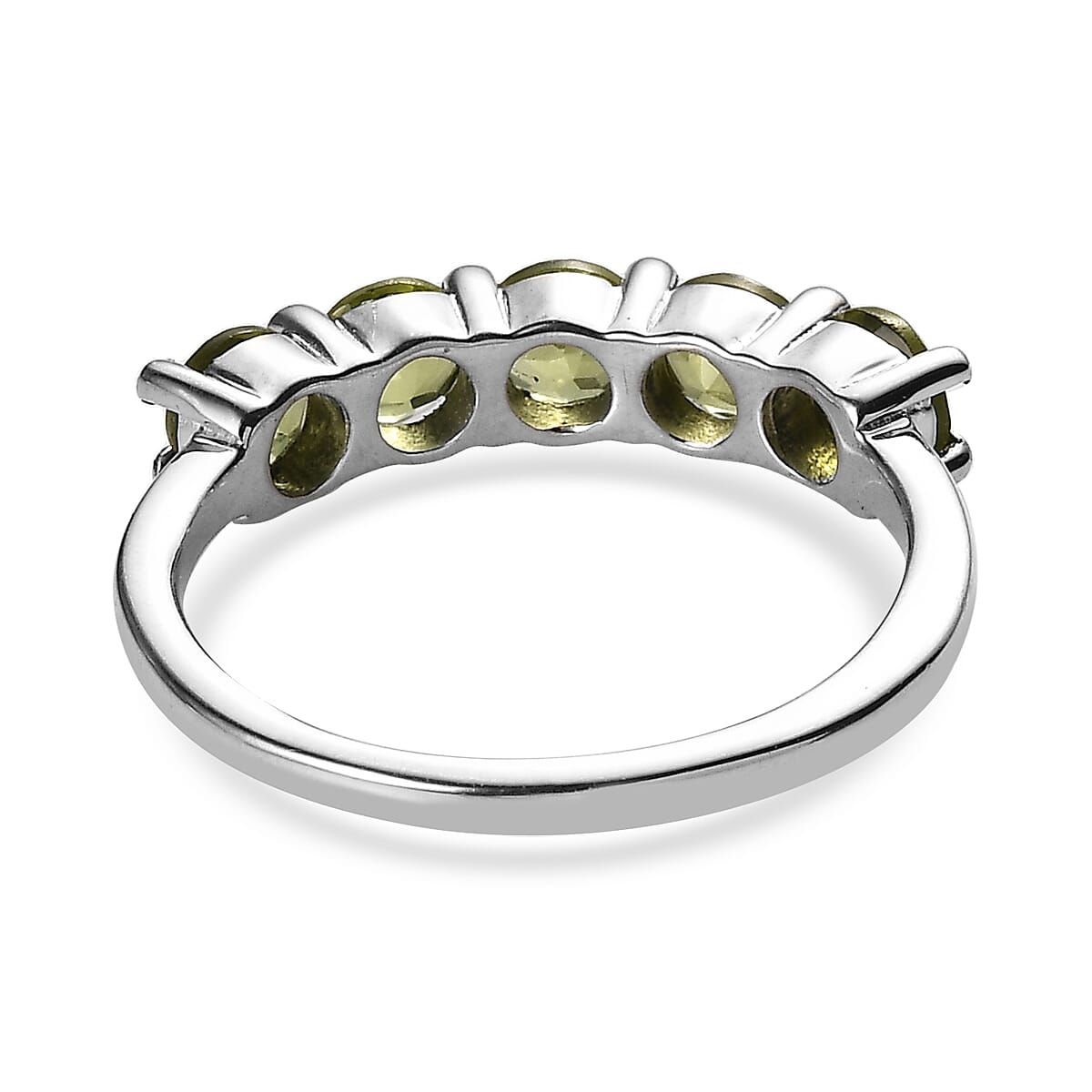 Arizona Peridot 5 Stone Band Ring in Platinum Over Sterling Silver (Size 5.0) 1.50 ctw