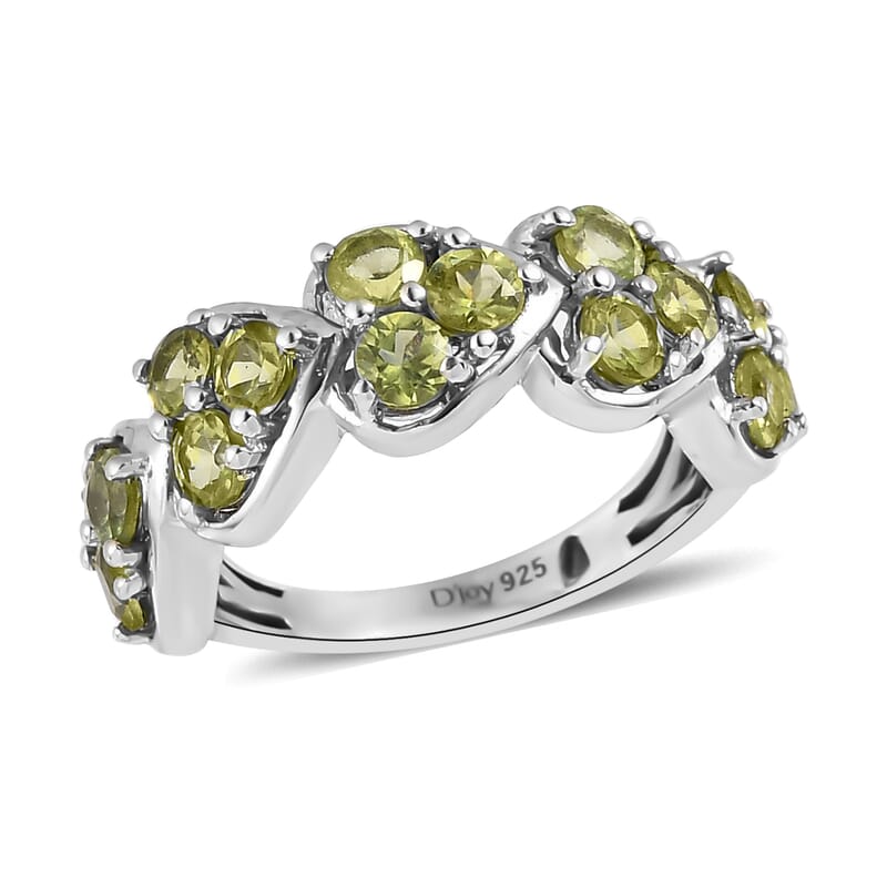 Arizona Peridot Heart Shape Ring in Platinum Over Sterling Silver (Size 10.0) 1.85 ctw