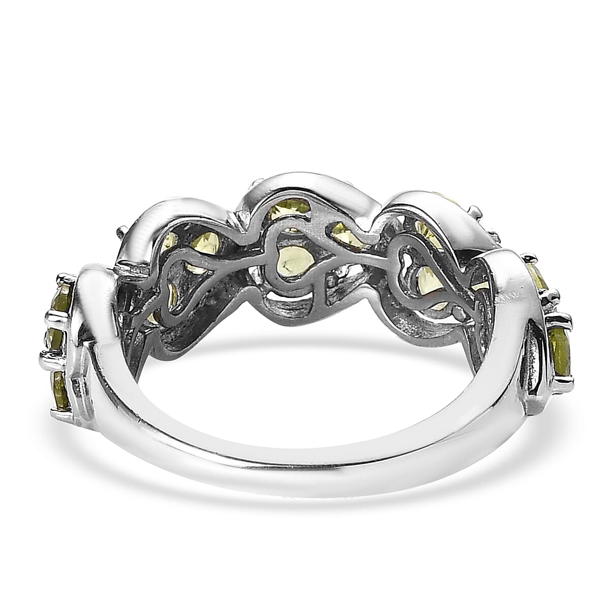 Arizona Peridot Heart Shape Ring in Platinum Over Sterling Silver (Size 10.0) 1.85 ctw