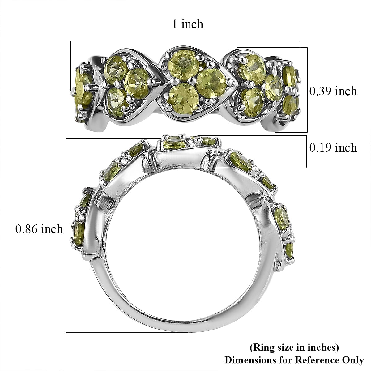 Arizona Peridot Heart Shape Ring in Platinum Over Sterling Silver (Size 10.0) 1.85 ctw