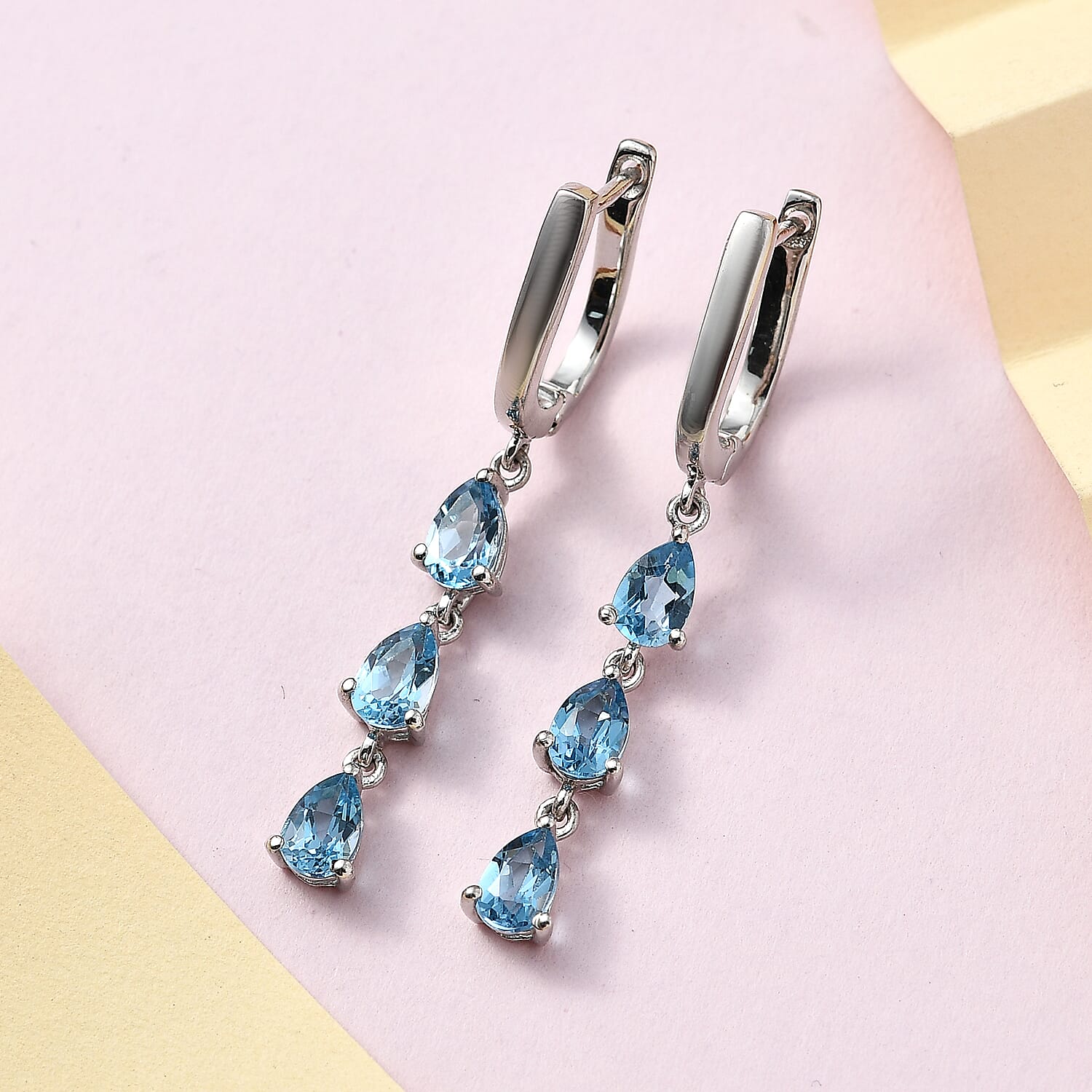Marambaia Topaz Dangling Earrings in Platinum Over Sterling Silver 2.90 ctw