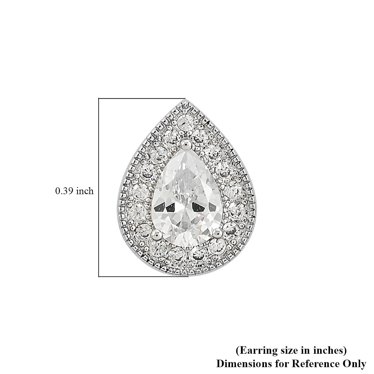 Simulated Diamond Teardrop Stud Earrings in Silvertone 3.60 ctw