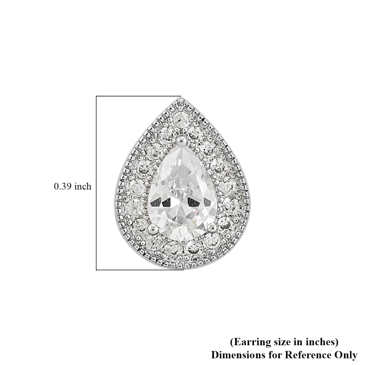 Simulated Diamond Teardrop Stud Earrings in Silvertone 3.60 ctw image number 4