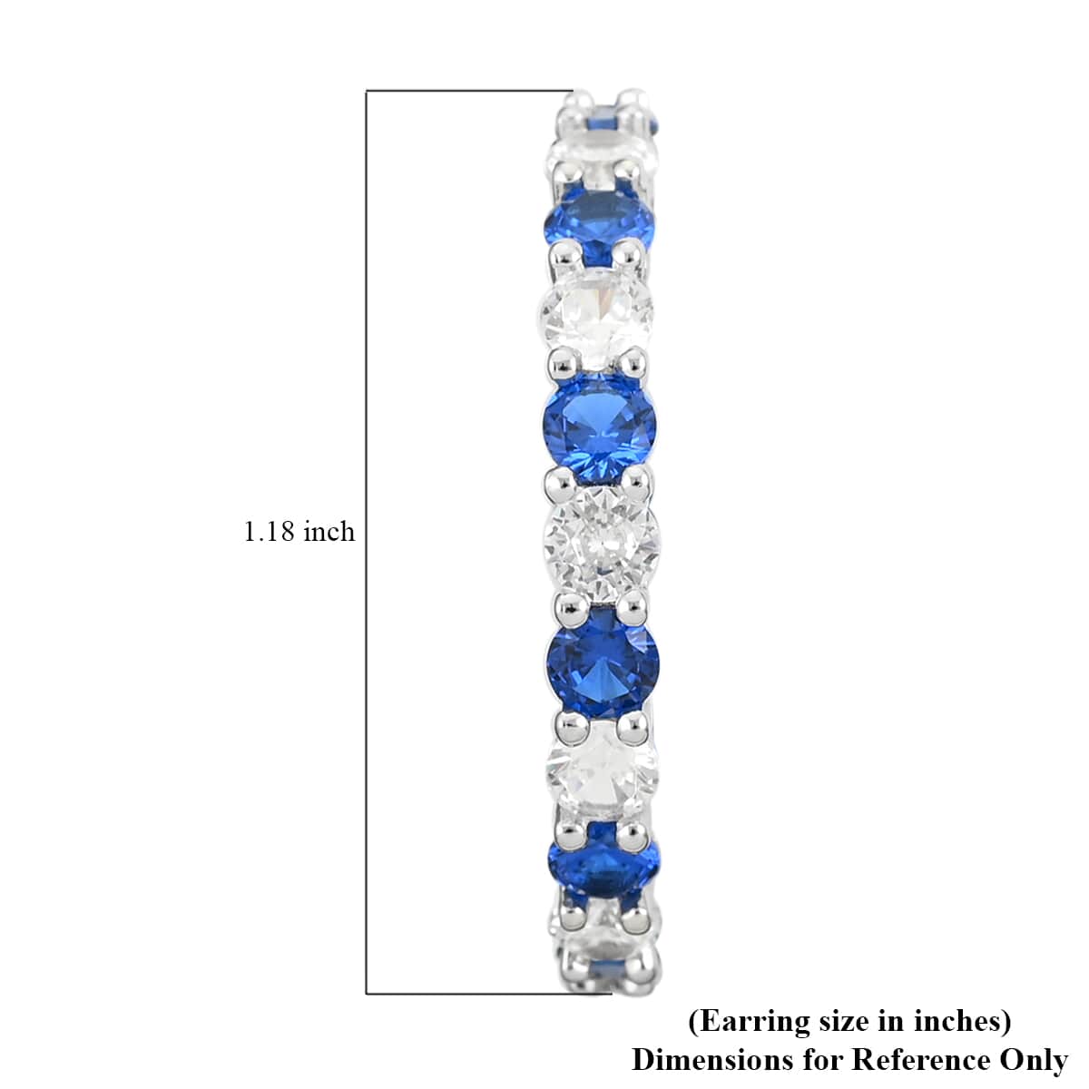Simulated Blue and White Diamond Hoop Earrings in Silvertone 6.00 ctw image number 4