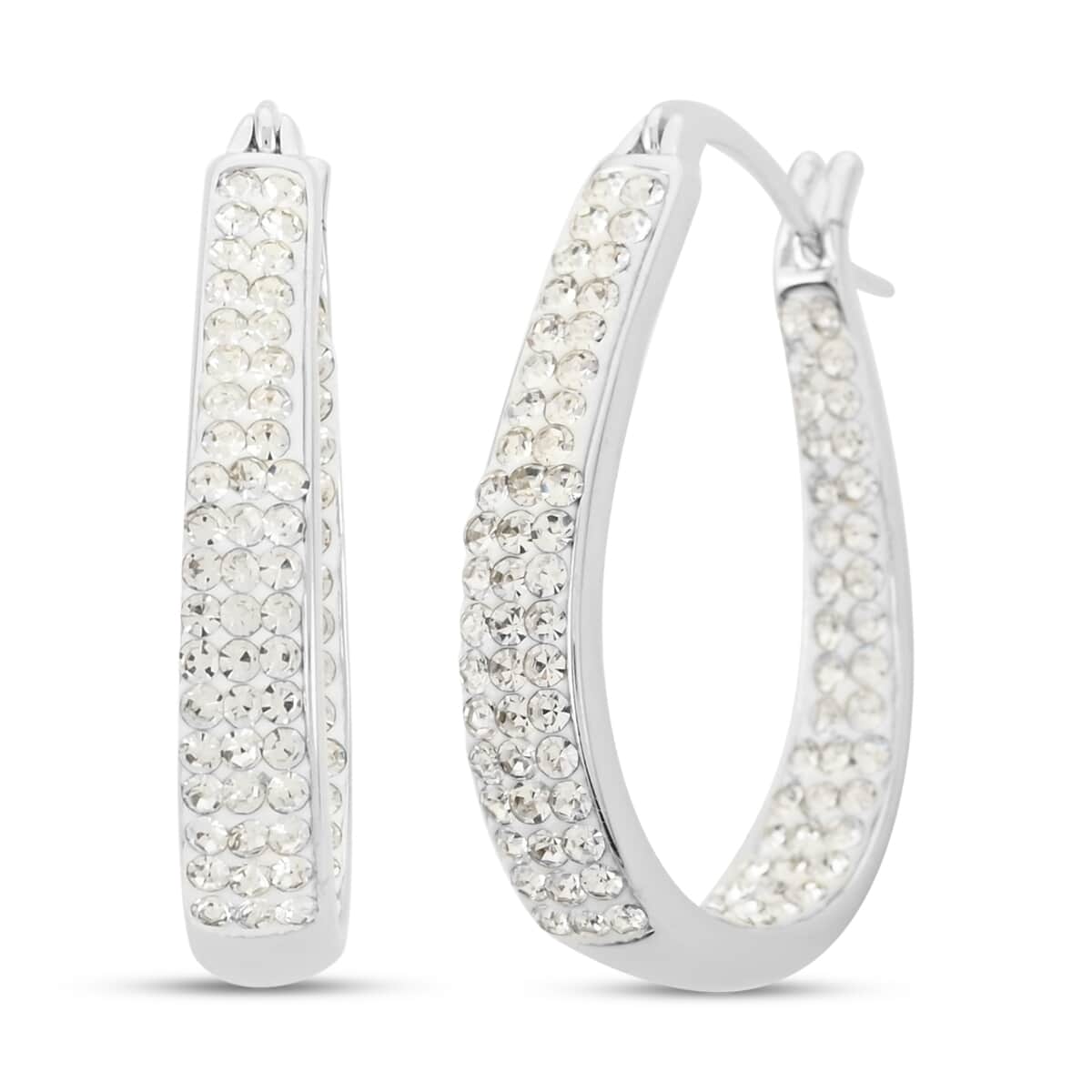 Austrian Crystal Hoop Earrings in Silvertone image number 0