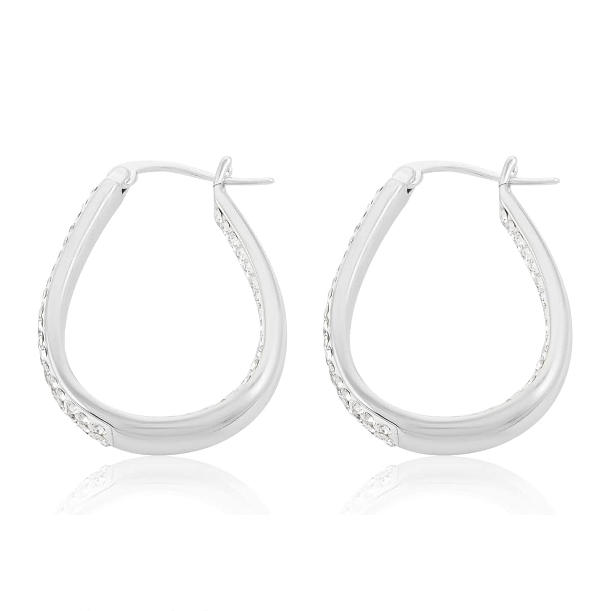 Austrian Crystal Hoop Earrings in Silvertone image number 3