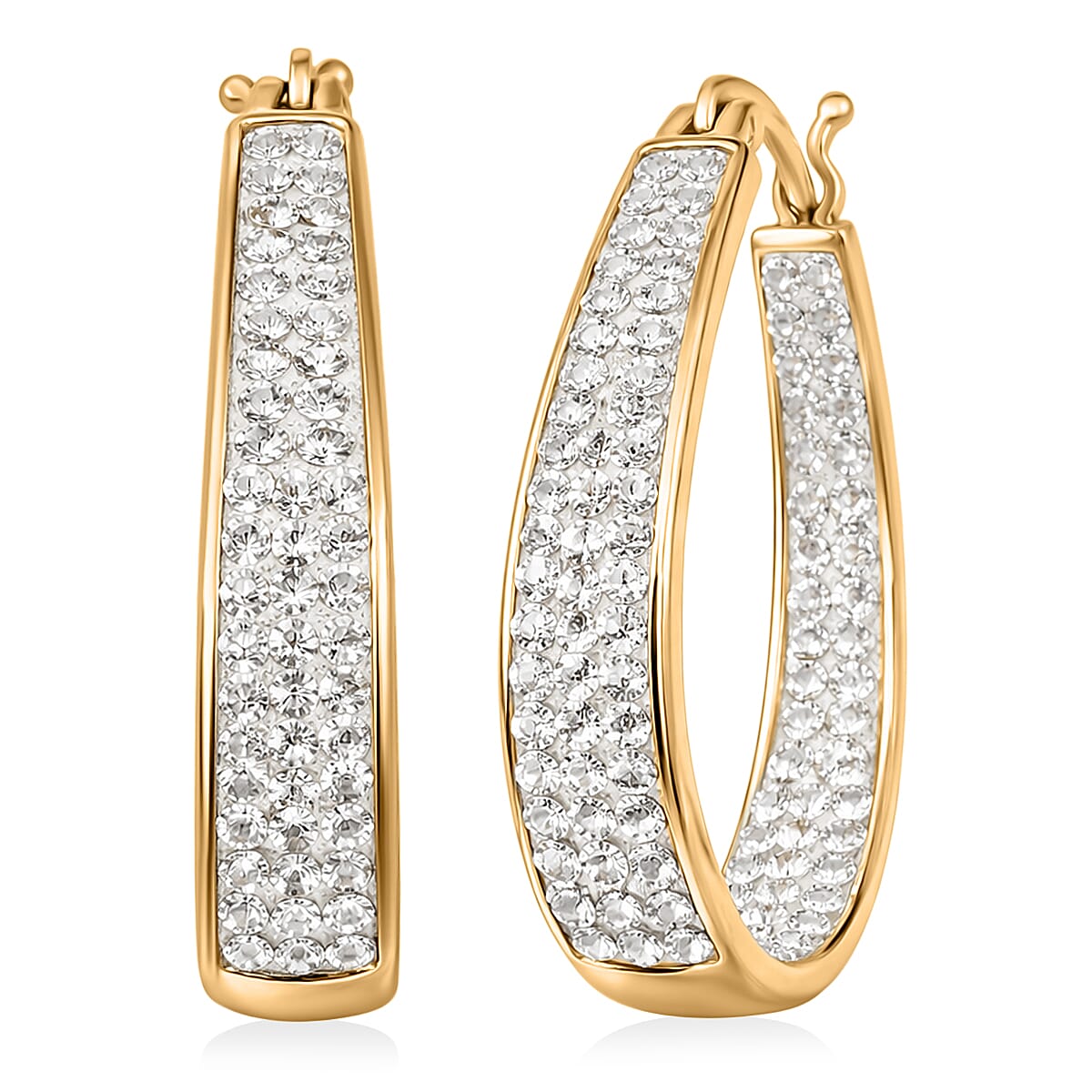 Austrian Crystal Hoop Earrings in Goldtone