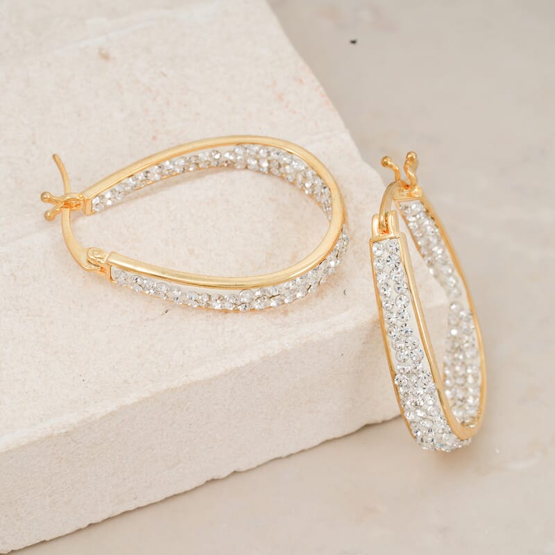 Austrian Crystal Hoop Earrings in Goldtone