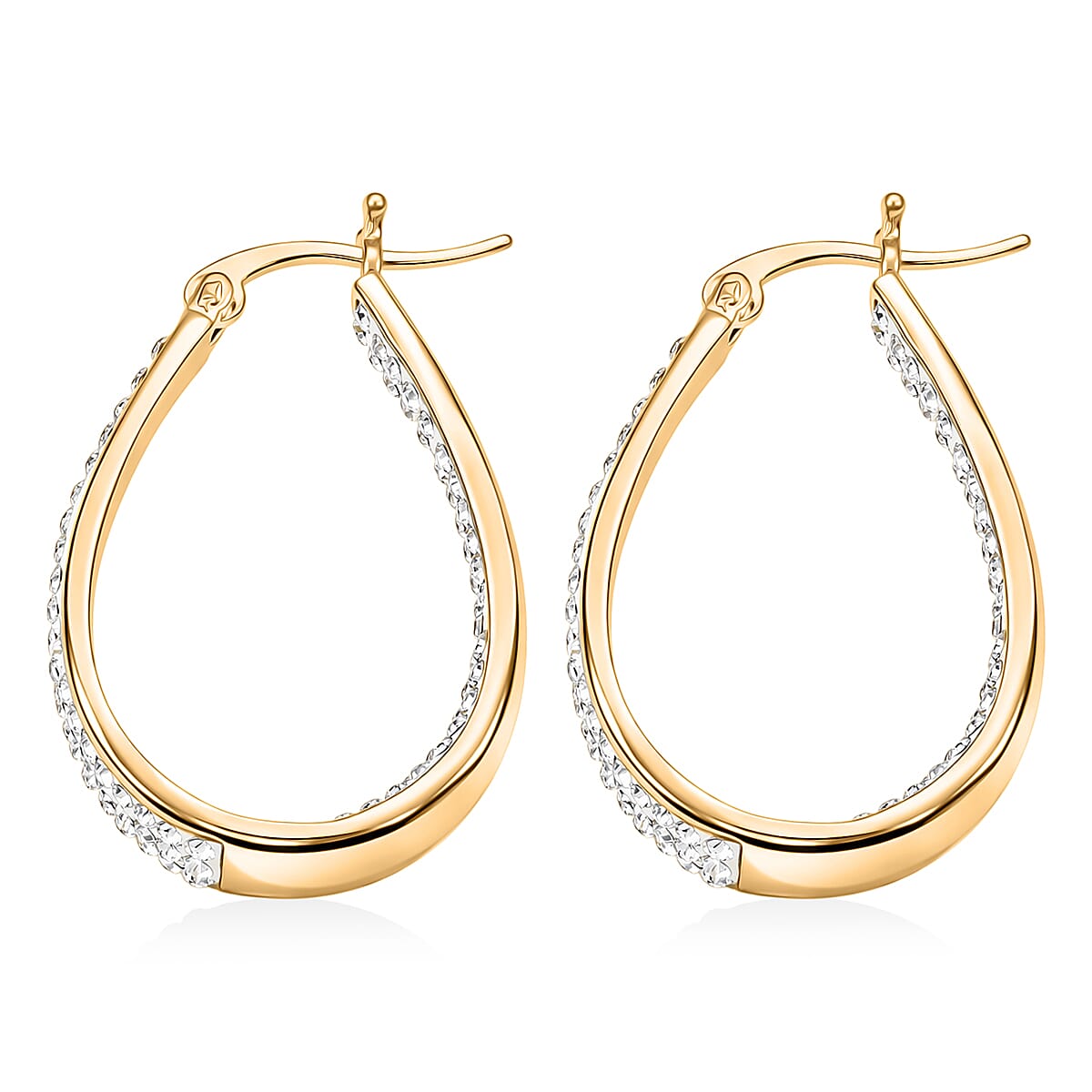 Austrian Crystal Hoop Earrings in Goldtone