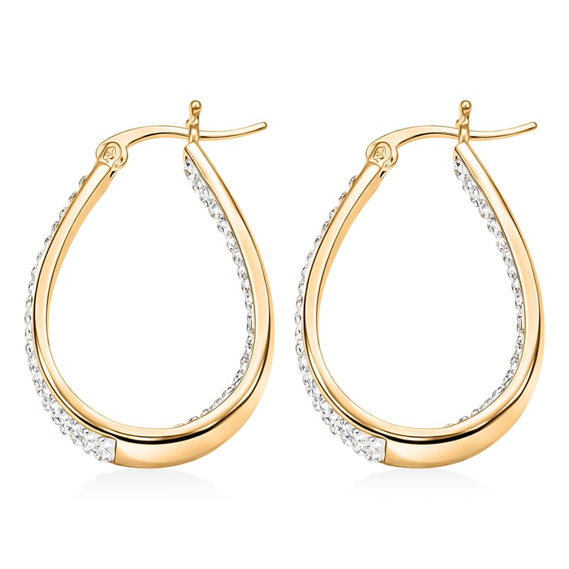 Austrian Crystal Hoop Earrings in Goldtone