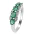 AAA Kagem Emerald and Natural White Zircon Line Ring in Rhodium Over Sterling Silver (Size 6.0) 1.75 ctw image number 3