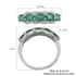 AAA Kagem Emerald and Natural White Zircon Line Ring in Rhodium Over Sterling Silver (Size 6.0) 1.75 ctw image number 5