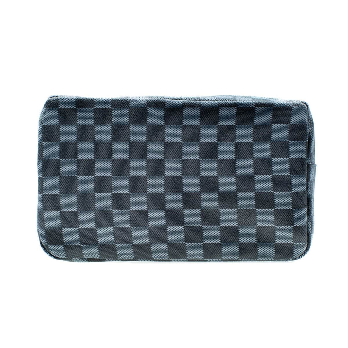 Unisex Black and Gray Vegan Leather Checkered Dopp Kit image number 0