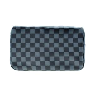 Unisex Black and Gray Vegan Leather Checkered Dopp Kit