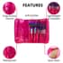 Pink Vinyl Cosmetic Bag with Translucent Glitter Handle Brushes , Women's Makeup Bag , Makeup Pouch , Travel Makeup Bag image number 2