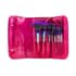 Pink Vinyl Cosmetic Bag with Translucent Glitter Handle Brushes , Women's Makeup Bag , Makeup Pouch , Travel Makeup Bag image number 4