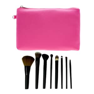 Pink Vegan Leather Bag with Matte Black Brushes