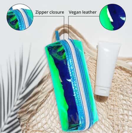 Blue Mermaid Vegan Leather Cosmetic Bag | Makeup Bag | Makeup Pouch | Travel Makeup Bag image number 2
