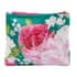 Teal and Pink Floral Canvas Cosmetic Bag , Women's Makeup Bag , Makeup Pouch , Travel Makeup Bag image number 0