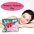 Teal and Pink Floral Canvas Cosmetic Bag , Women's Makeup Bag , Makeup Pouch , Travel Makeup Bag image number 1