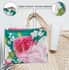 Teal and Pink Floral Canvas Cosmetic Bag , Women's Makeup Bag , Makeup Pouch , Travel Makeup Bag image number 3