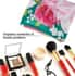 Teal and Pink Floral Canvas Cosmetic Bag , Women's Makeup Bag , Makeup Pouch , Travel Makeup Bag image number 4