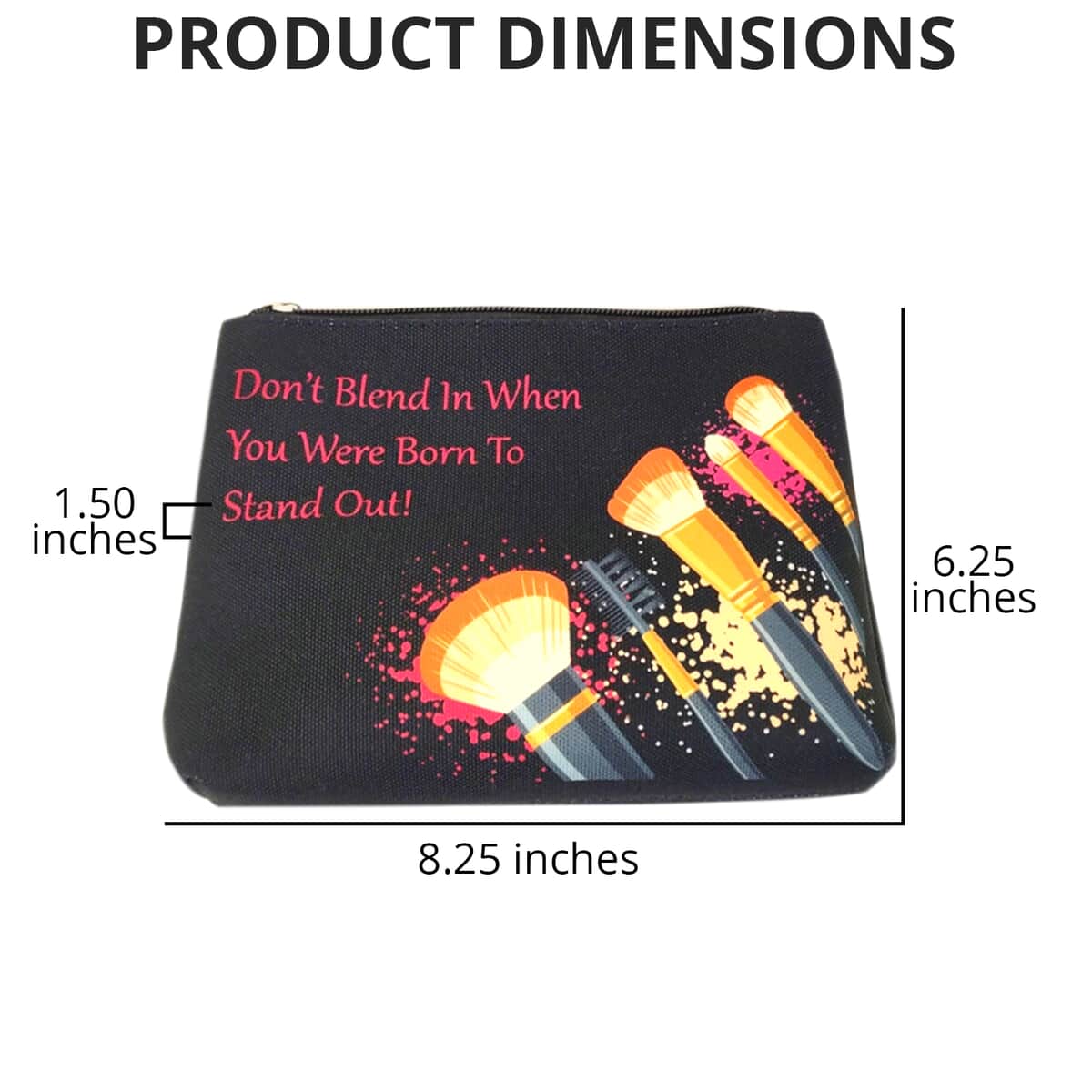 Black Vegan Leather Cosmetic Bag (8.25"x1.5"x6.25") image number 3