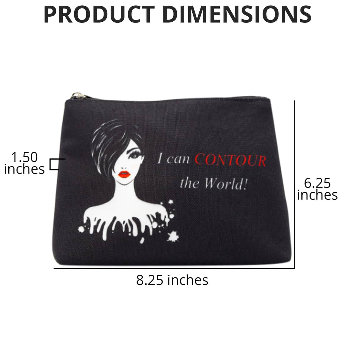 Black Contour The World Cosmetic Bag , Vegan Leather Cosmetic Bag , Makeup Bag , Makeup Pouch , Travel Makeup Bag image number 3