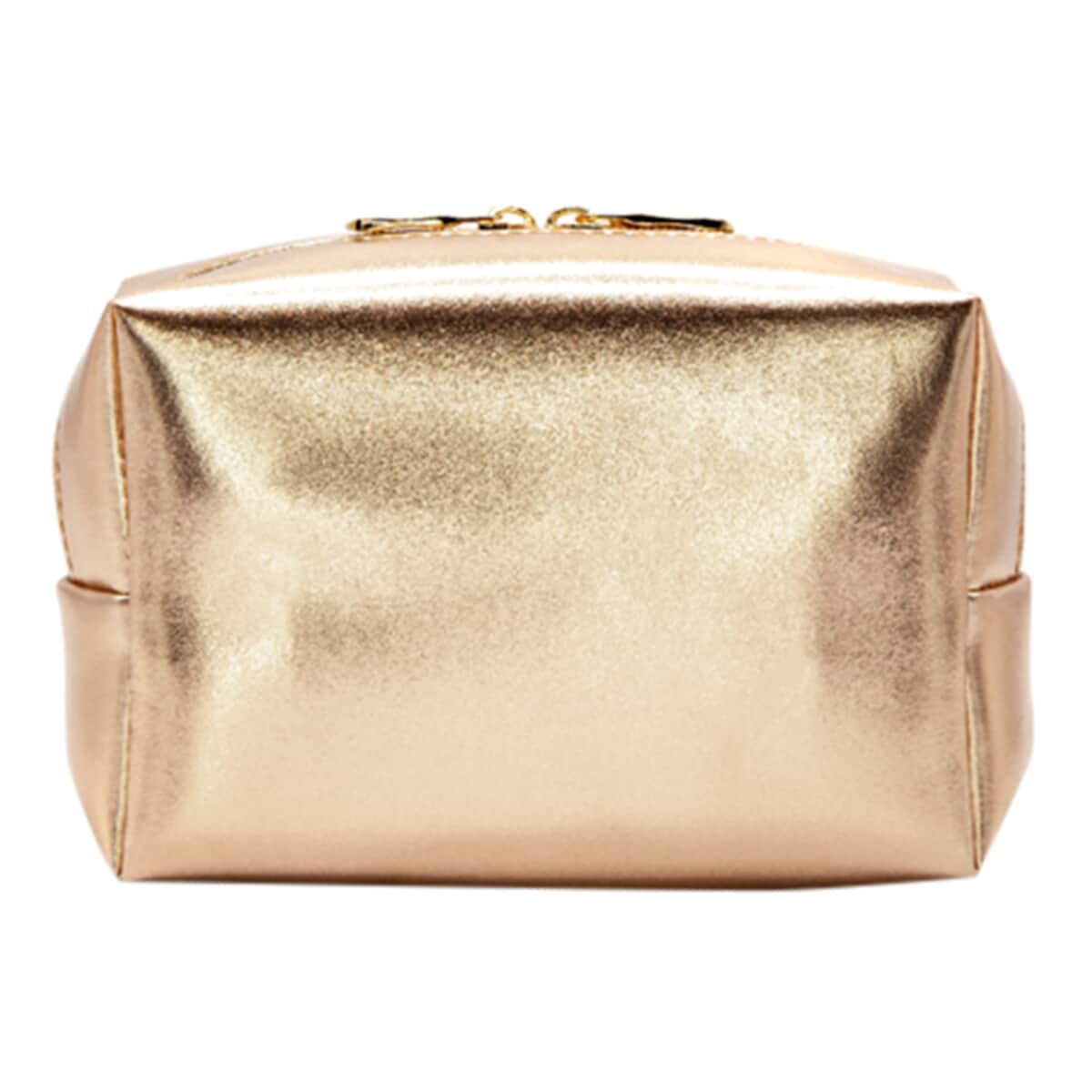 Metallic Gold Vegan Leather Cosmetic Bag image number 0