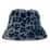 Blue Leopard Print Faux Fur Fuzzy Bucket Hat