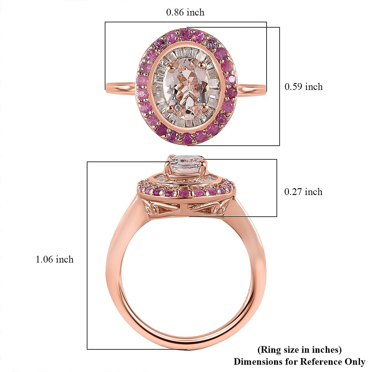 Marropino Morganite, Madagascar Pink Sapphire and Diamond Double Halo Ring in Vermeil Rose Gold Over Sterling Silver (Size 10.0) 1.35 ctw