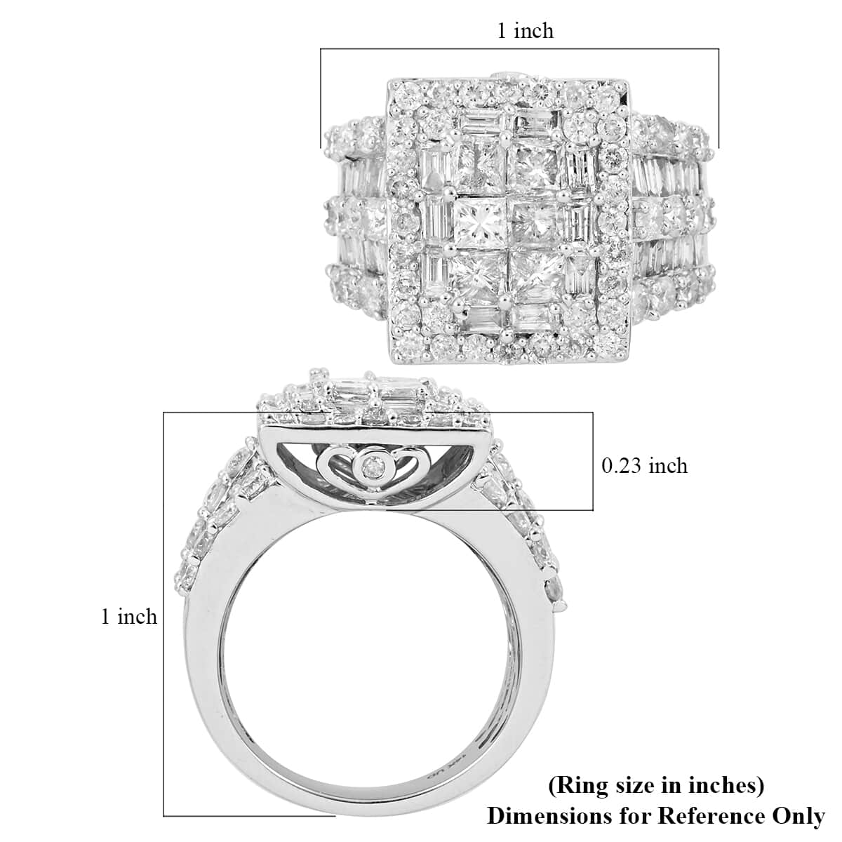 14K White Gold G-H I2-I3 Diamond Cluster Ring (Size 7.0) 12.60 Grams 4.00 ctw image number 4