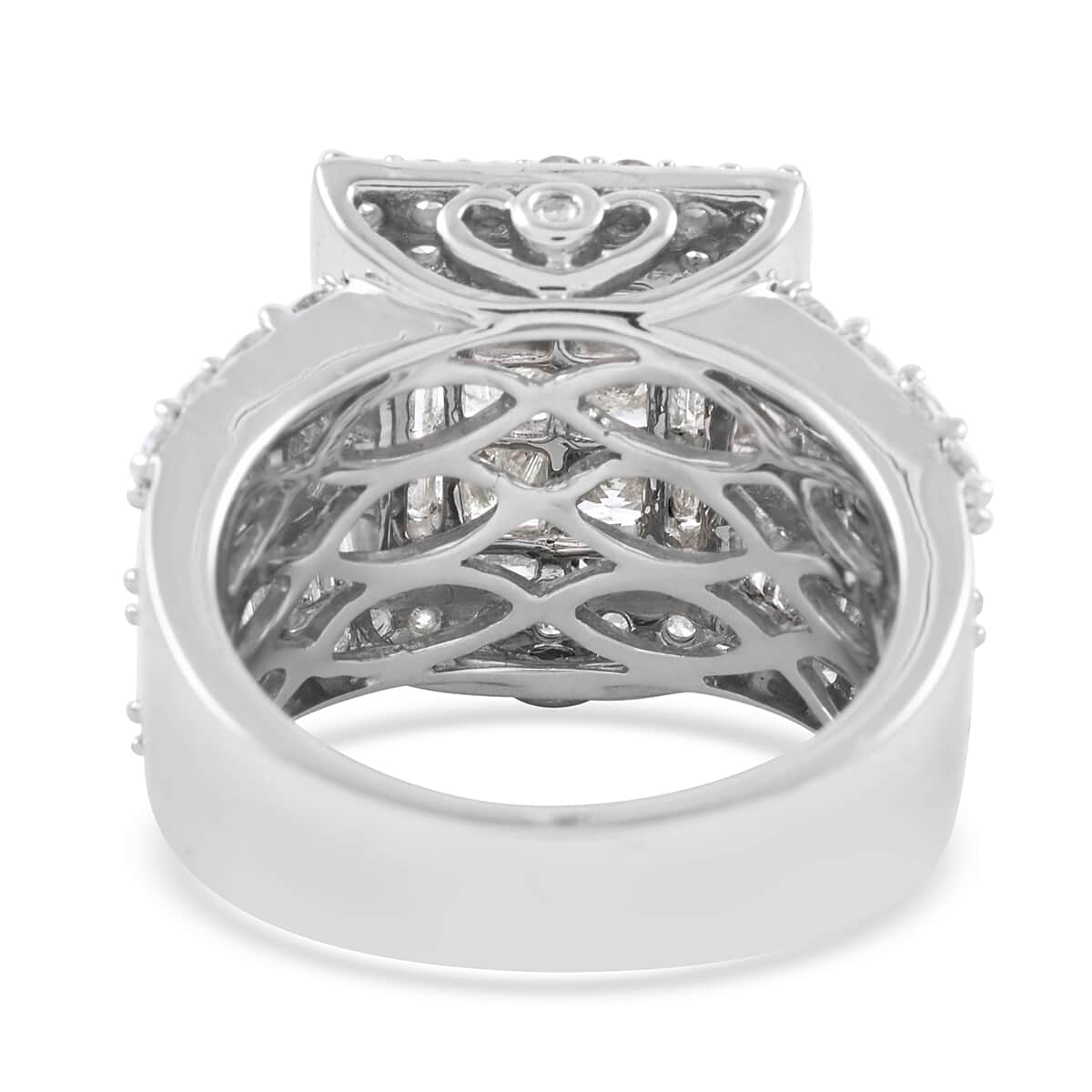 14K White Gold G-H I2-I3 Diamond Cluster Ring (Size 7.0) 12.60 Grams 4.00 ctw image number 5